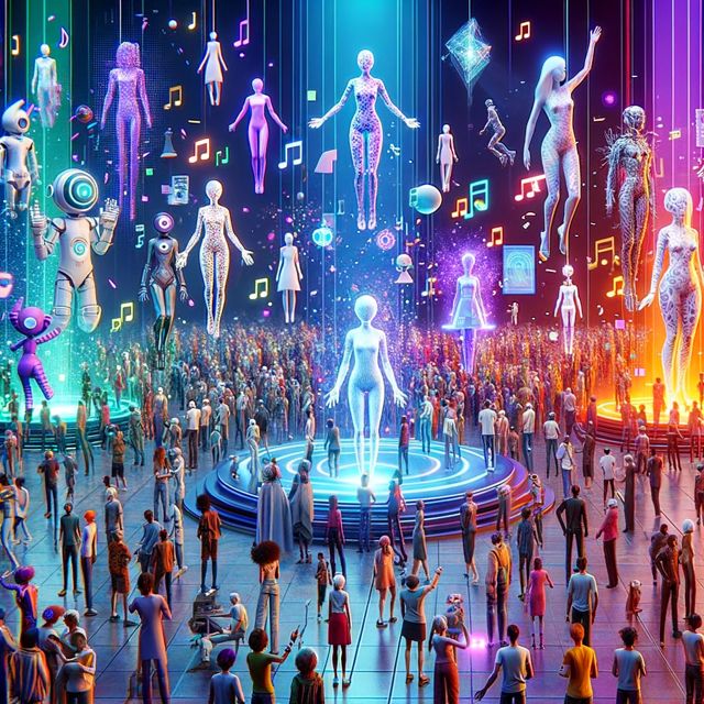 Foule d'avatars dans le métaverse